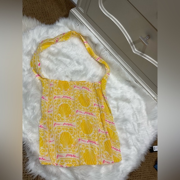 Free People Yellow and Pink Tote Bag - Picture 1 of 5